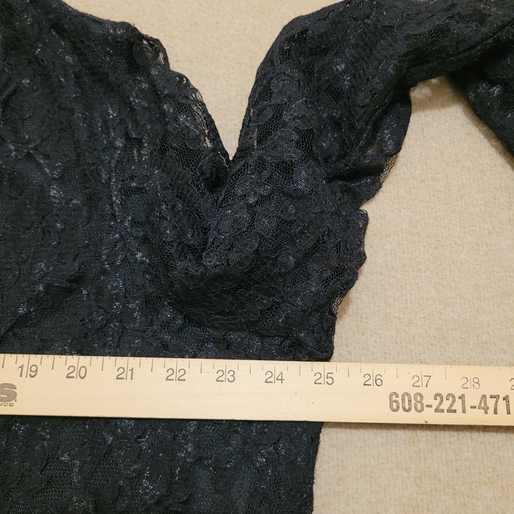 Kathy Ireland Women's XL/2XL Lace Top Black Long Sleeves Lined Vintage - Picture 3 of 6